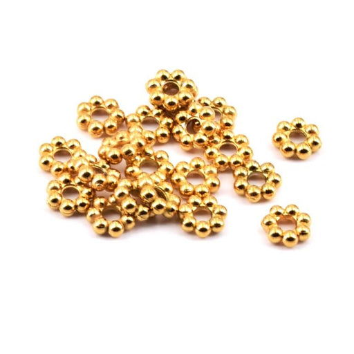 Perle heishi rondelle séparateur perlée fleur acier doré 3x1mm (20)