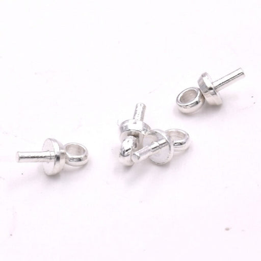 Achat Mini crochet piton pour perle semi-percée en acier argenté 6x3mm (4)