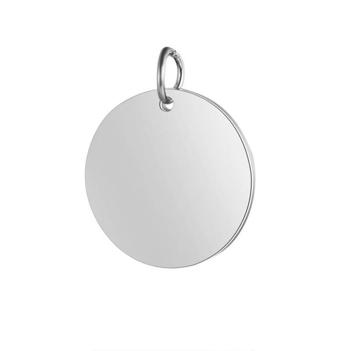 Pendentif médaille ronde en acier inoxydable 12mm avec anneau (1)