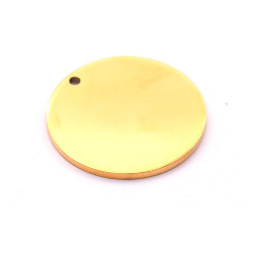 Achat Pendentif médaille ronde en acier inoxydable doré 25mm - trou : 1.8mm (1)