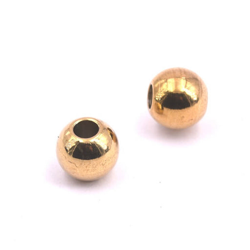 Perle ronde en acier inoxydable doré 8mm - Trou: 3mm (2)