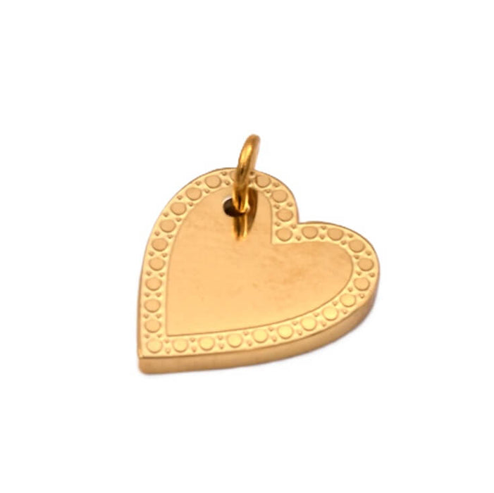 Pendentif charm coeur penché en acier inoxydable doré 14x12mm (1)