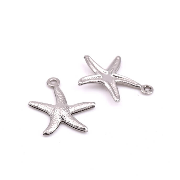 Pendentif charm étoile de mer en acier inoxydable 19x16mm (1)