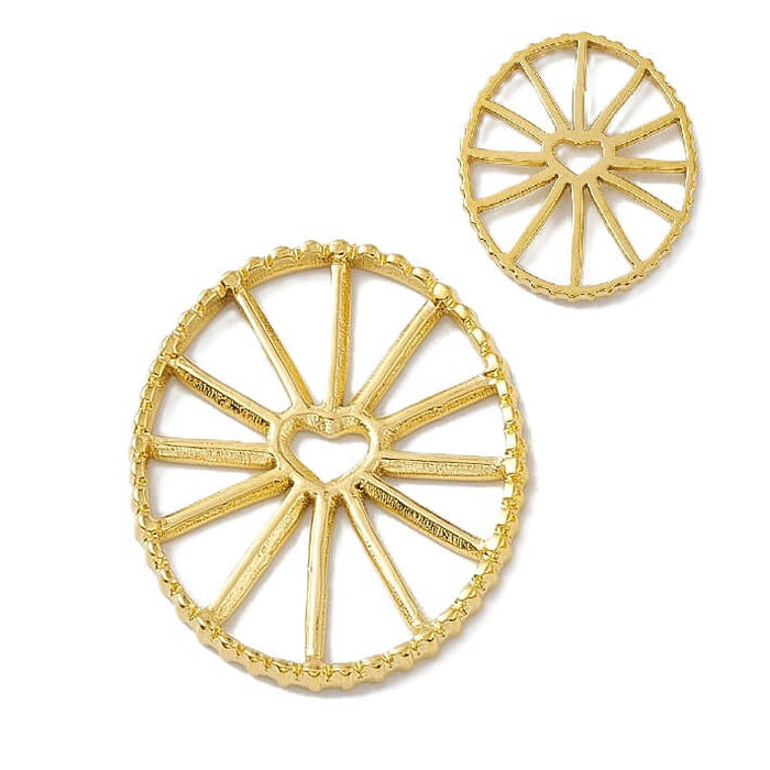 Pendentif connecteur oval acier inoxydable doré ajouré et coeur 22x18mm (1)