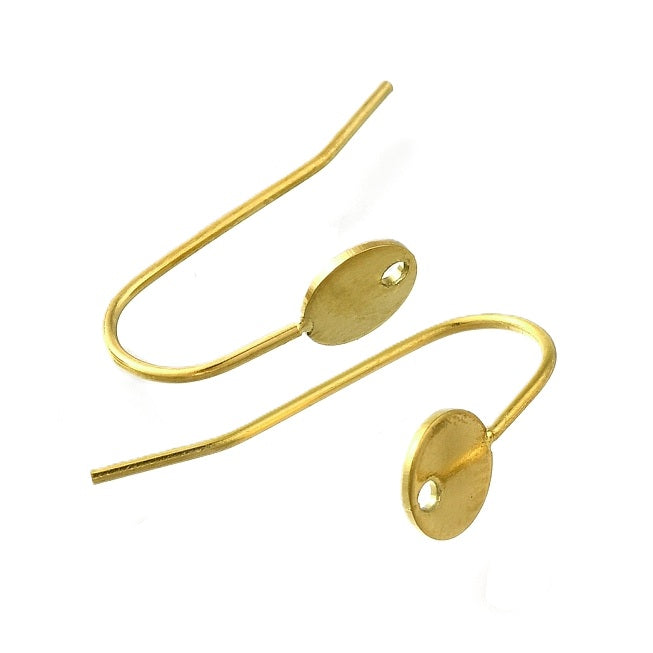 Crochet d'oreilles en acier doré et plateau 6mm - Trou: 1mm (2)
