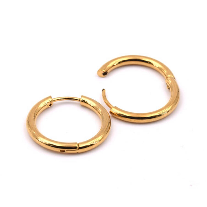 Créoles huggie en acier inoxydable doré 21x2.5mm dia int : 16mm (2)