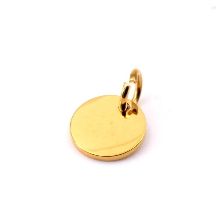 Pendentif médaille acier inoxydable doré 8mm - Trou: 3.5mm (1)