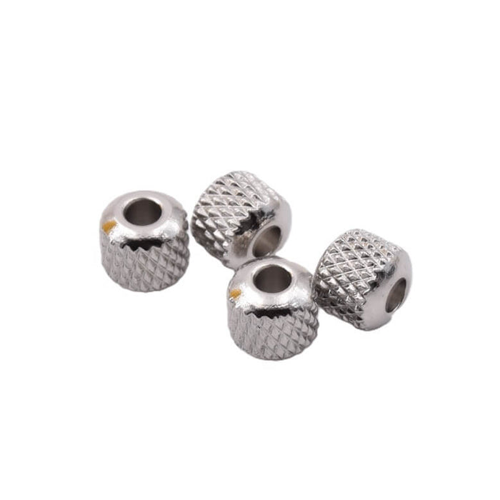 Perles tube strié diamant en acier inoxydable 6x7mm - Trou: 2mm (4)