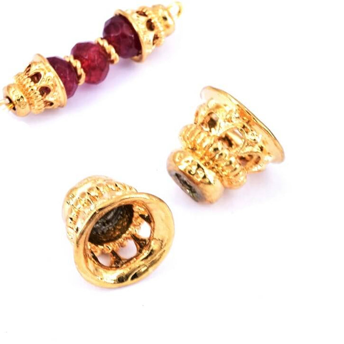 Perle embout cone ajouré perlé laiton doré qualité 7x8mm (2)