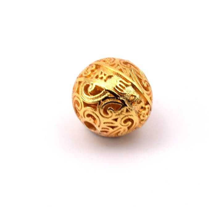 Perle ajourée ethnique laiton doré 10mm - Trou: 1.2mm (1)