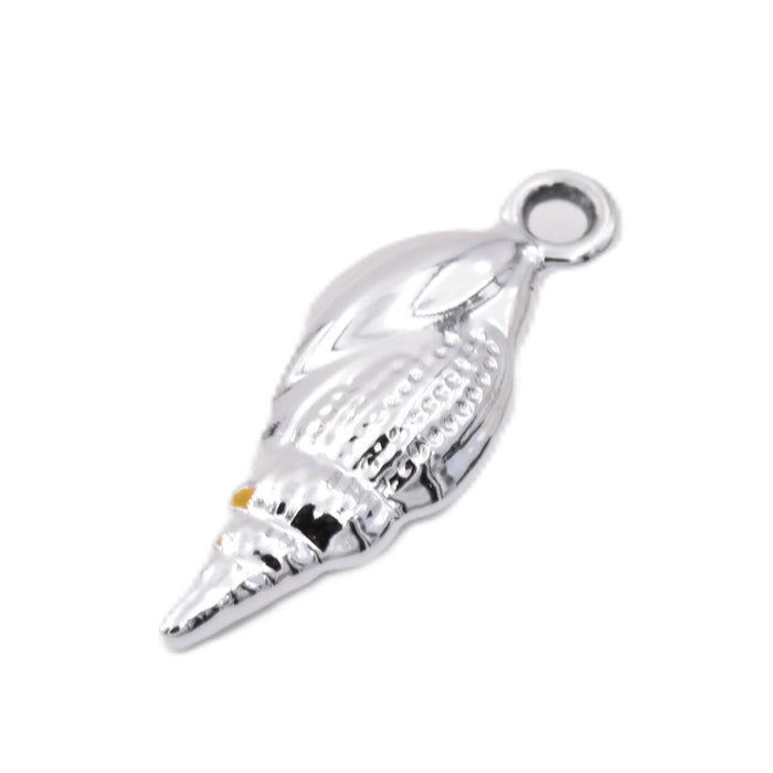 Pendentif coquillage laiton argenté 19x9mm - Trou 1.2mm (1)