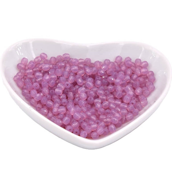 Perles facettes de bohème Milky Purple 3mm (50)