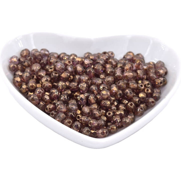 Perles Facettes de Bohème Luster Transparent Gold Smokey Topaz 4mm (50)