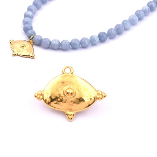 Achat Pendentif ovale perlé ethnique doré à l&#39;or fin 24x16mm (1)