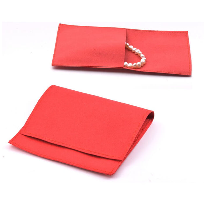 Pochette forme étui en microfibre rouge velour 15x8mm (1)