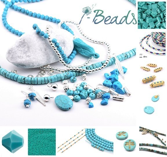 Ensemble Amazonite Naturelle: 5 Pendentifs & 55 Perles
