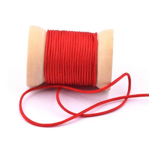 Cordon fil rond tressé en nylon rouge - 1.5mm (3m)