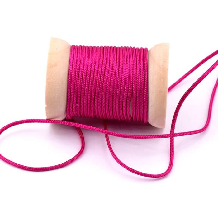 Cordon fil rond tressé en nylon fuschia - 1.5mm (3m)