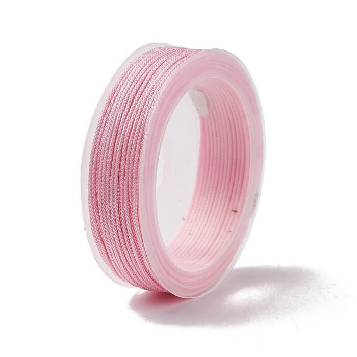 Cordon nylon soyeux tressé rose 2mm - Bobine 12m (1)