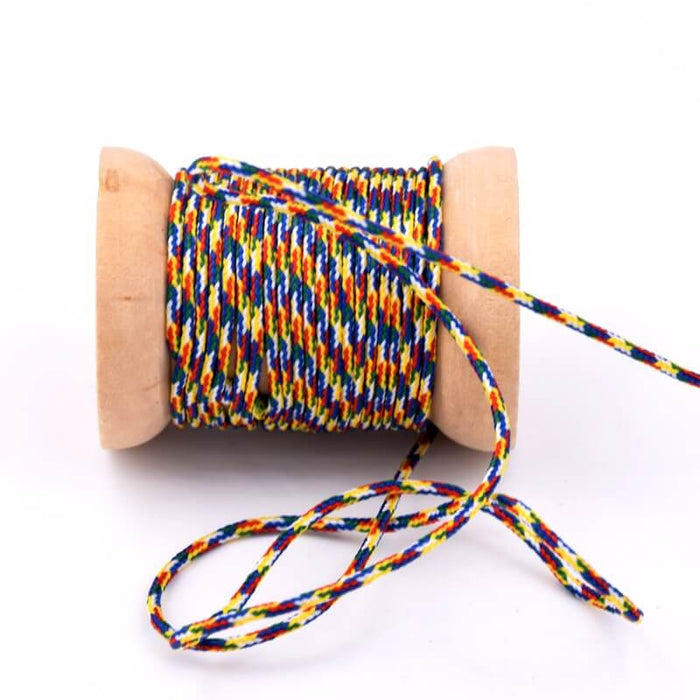 Cordon en nylon tressé bleu jaune rouge - 1.5mm (5m)