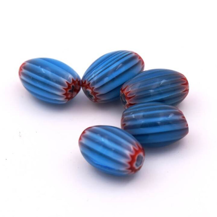 Millefiori perle tube baril bleu 11-12x7-8mm - trou: 1mm (5)