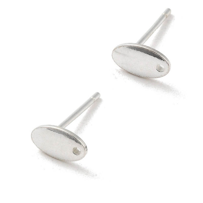 Boucles d'oreilles clou ovale 7x4mm argent 925 tige 0.9mm (2)