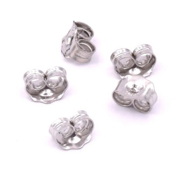 Poussoir pour clou d'oreilles argent 925 Rhodié 6mm (10)