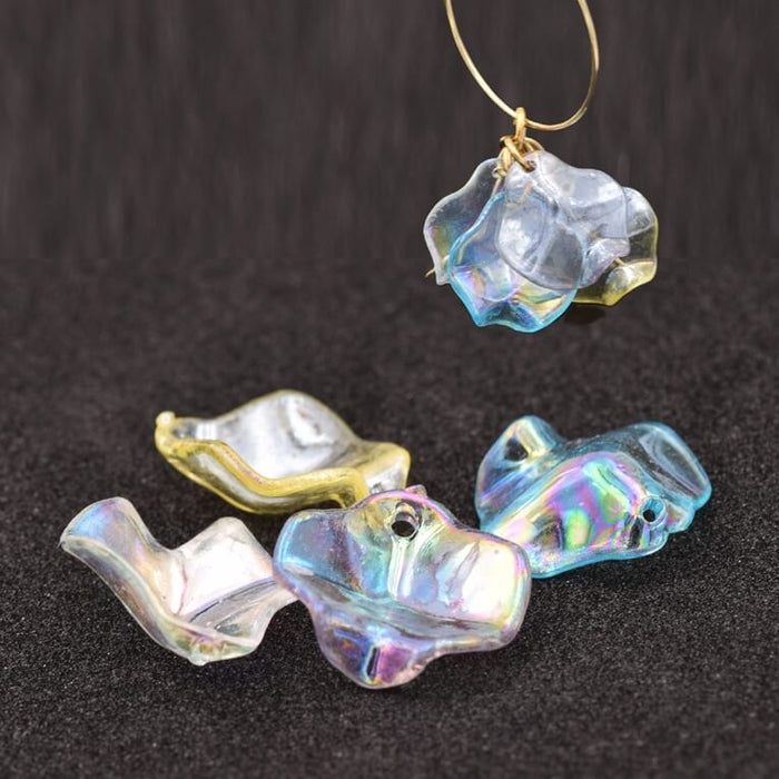 Pendentif pétale couleur irisé mixe en acrylique 16mm - Trou: 1mm (4)