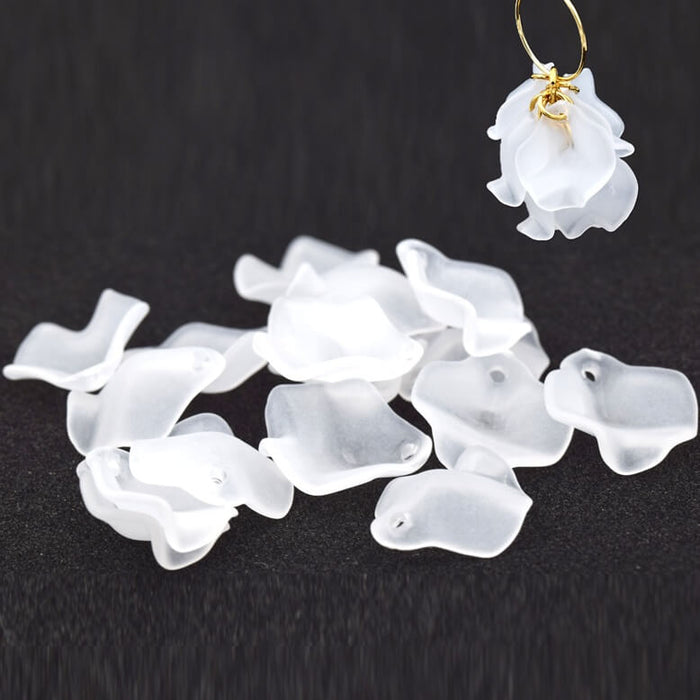 Pendentif pétale transparent mat 15mm - Trou: 1mm (10)