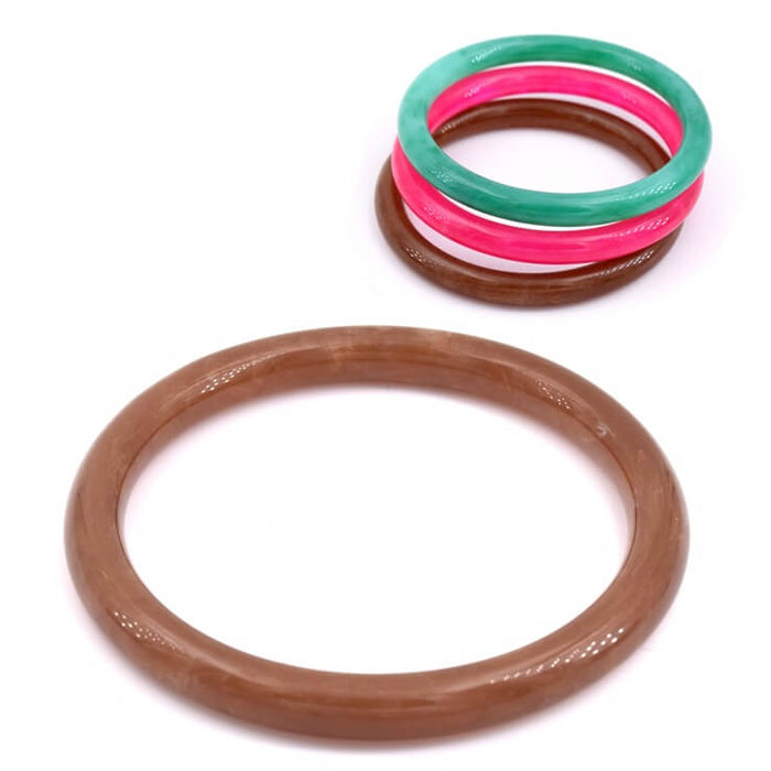 Bracelet jonc en résine marron taupe marbré 67x7mm (1)