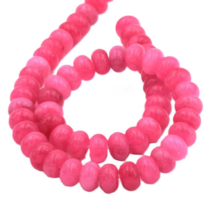 Perles rondelles donut jade teinté rose 10x7mm - Trou: 1mm (1fil-37cm)