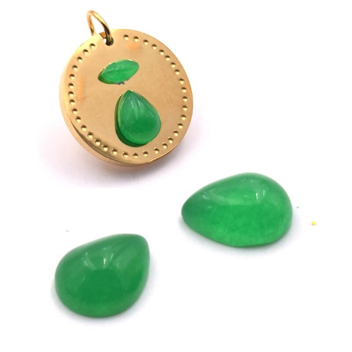 Cabochon goutte jade teinté vert 8mm (2)