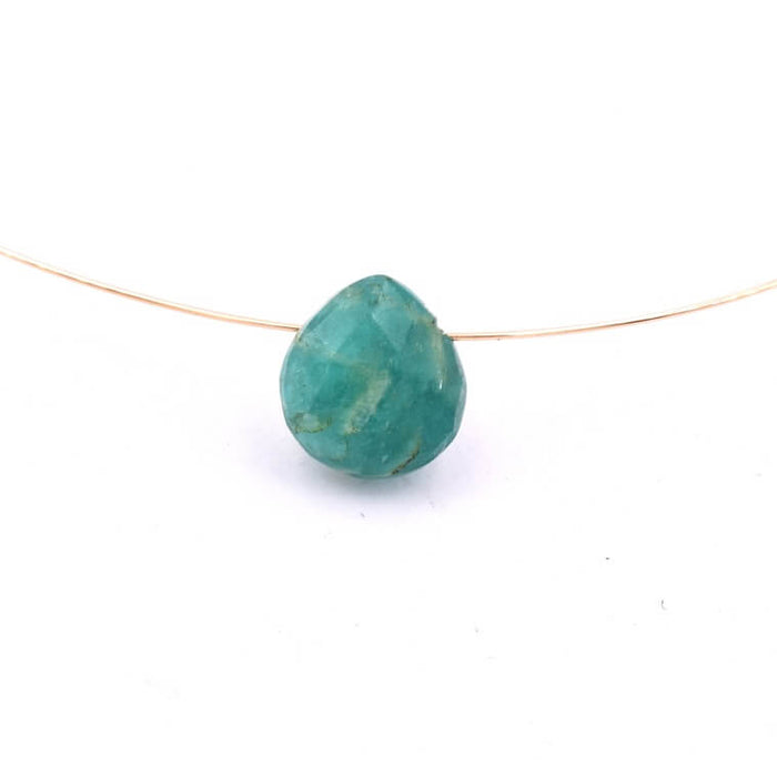 Pendentif perle goutte poire facetté Amazonite 7.5x7mm-trou: 0.5mm (1)