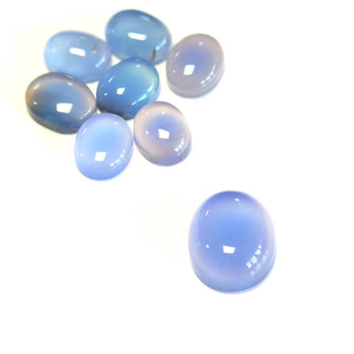 Cabochon ovale en agate teinté bleu 10x8mm (1)