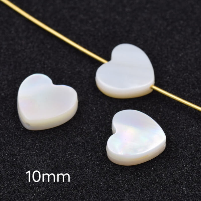 Perle coeur nacre coquillage 10.5x11mm - Trou: 0.7mm (3)