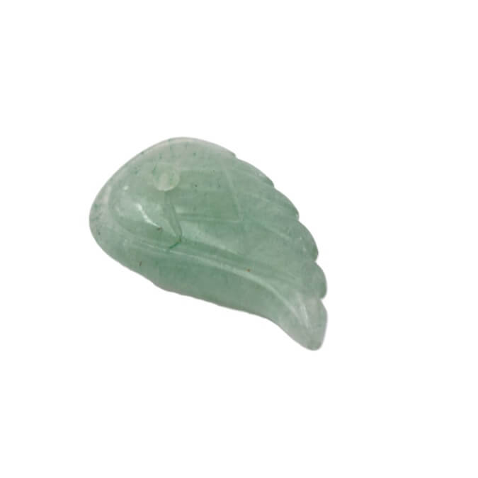 Pendentif sculpté aile en Aventurine verte 16x9mm - Trou 1mm (1)