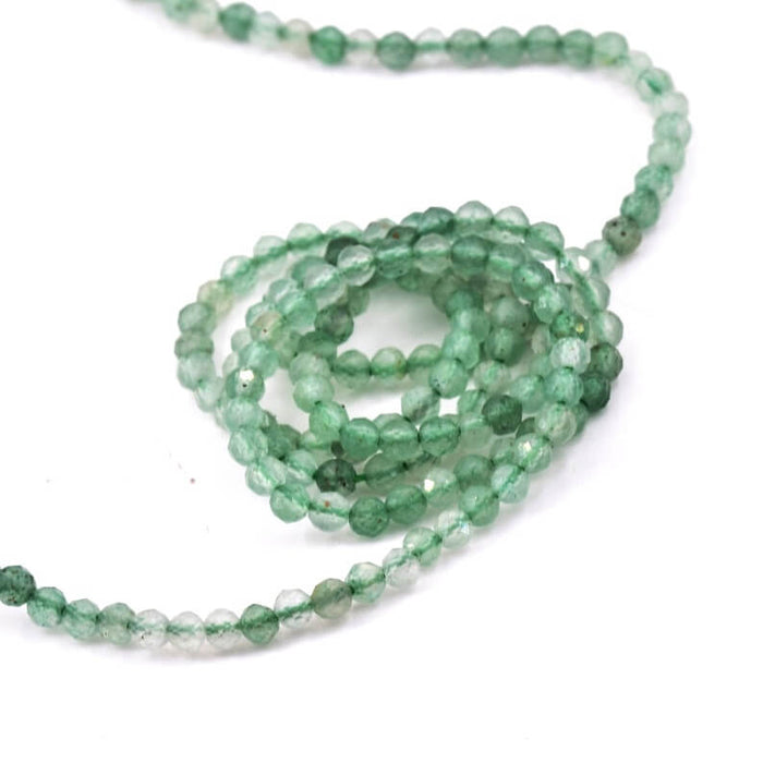 Perle ronde facettes Aventurine verte 2-2.5mm (1 fil - 38cm)