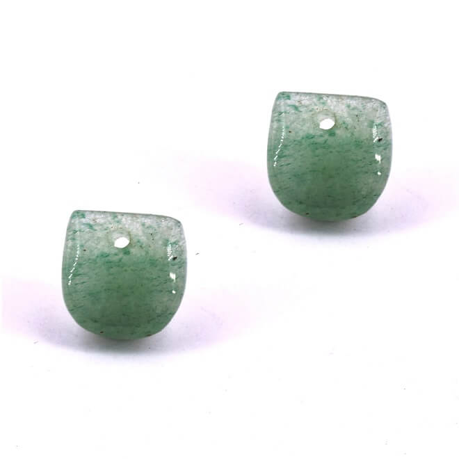 Perle aventurine verte demi ovale 11x11x5mm - trou : 1.3mm (2)