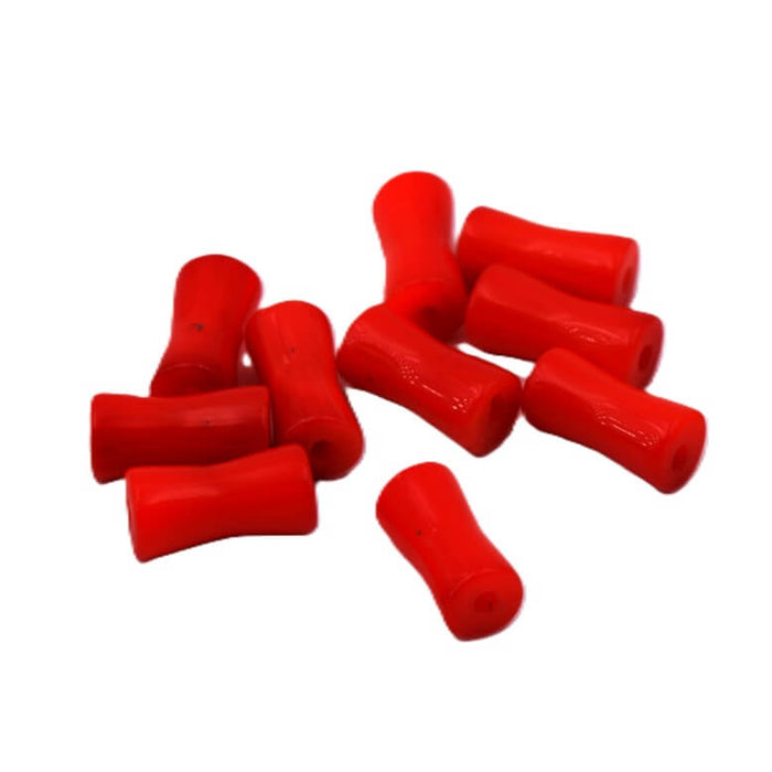 Perle cylindre concave en corail bambou 8x4mm - Trou : 0.5mm (10)