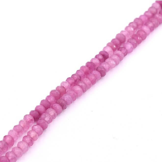 Perle facette jade teinté vieux ROSE PARME 4x2.5mm - Trou: 1mm (1 fil-34cm)