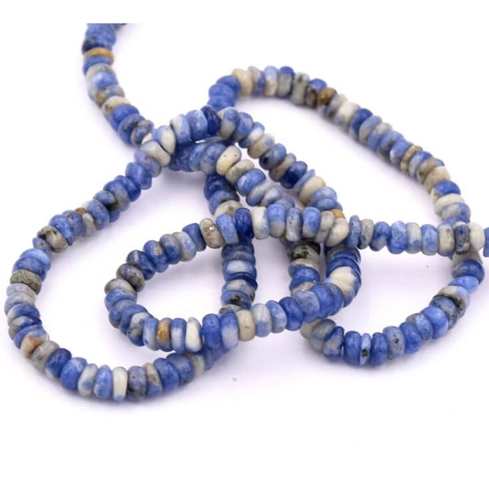 Perle rondelle sodalite du brésil 4x2mm - Trou: 0.8mm (1 fil-38cm)