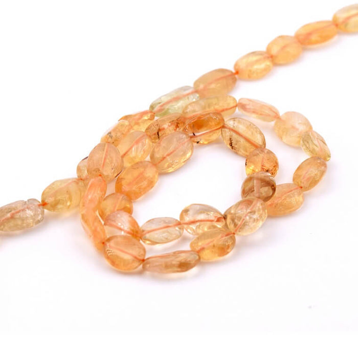 Perle ovale nugget plate Citrine - 8x6mm (1 Fil-32cm)