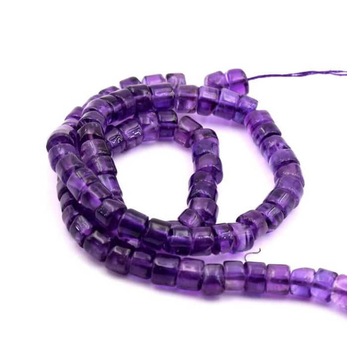 Perle tube heishi améthyste 4-5x5-6mm - Trou: 0.5mm (1fil-32cm)