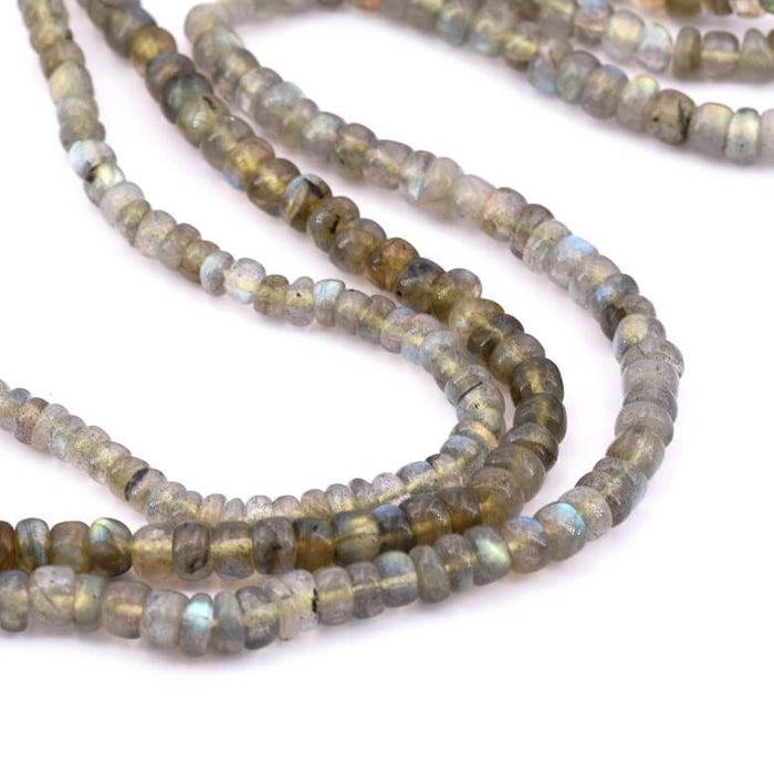 Perle rondelle Labradorite 4-5x2-4mm - Trou : 0.5mm (1 Fil-33cm)