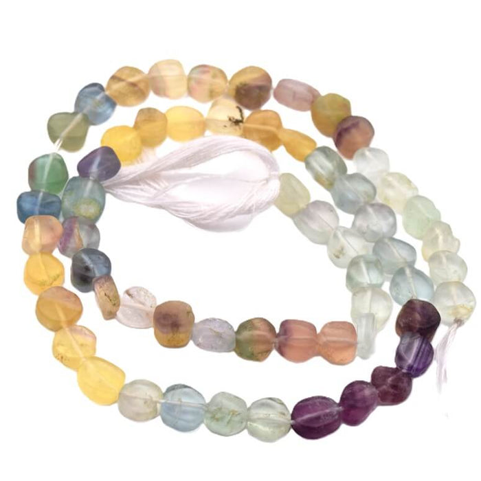 Perle pastille plate fluorite légèrement mat 7-8x6-7mm (1 Fil-35cm)