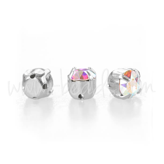 Chatons Maxima Montés Preciosa Silver SS16-3.80mm Crystal AB (20)