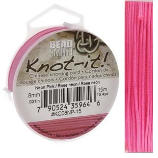 Achat Cordon fil tressé en nylon - 0.8mm - Rose - Bobine de 15m (1)