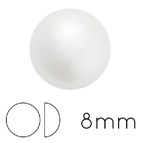 Achat Cabochon nacré rond Preciosa White 8mm (4)