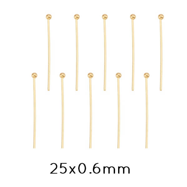 Clous Tiges à Tête Ronde en Acier Inoxydable, Doré 25mmx0,6 (10)