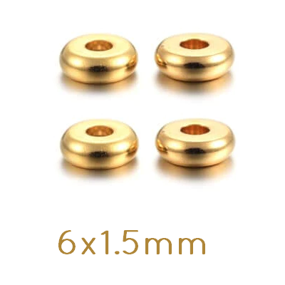 Achat Séparateurs Perles Heishi en Acier Doré Plat Rond 6x1.5mm Trou: 2mm (10)